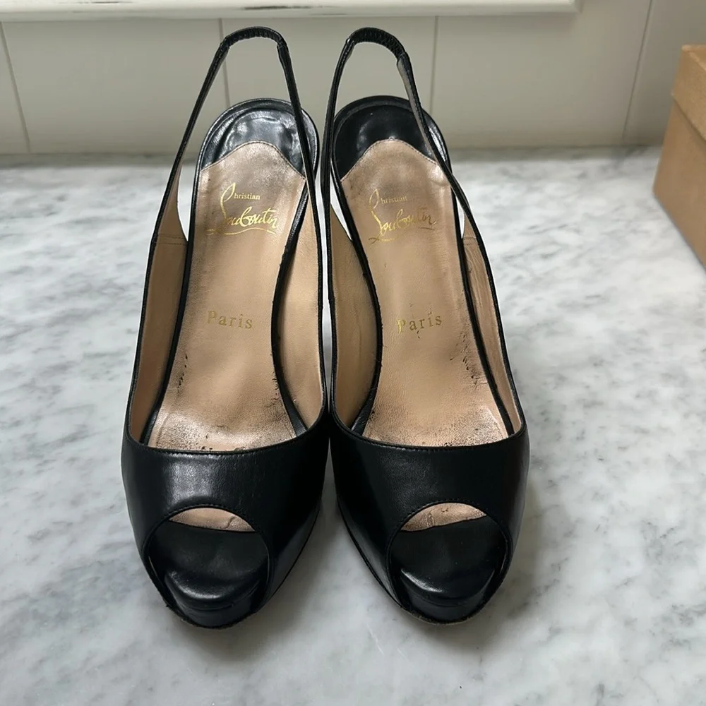 CHRISTIAN LOUBOUTIN No Prive 120 Kid/Cuoio Leather Black Size 38 - Picture 8 of 10